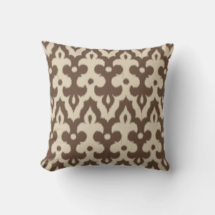 Moroccan Tile Damask Pattern, Taupe and Beige Cushion