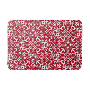 Moroccan tile - dark red and white bath mat