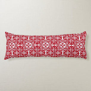 Moroccan tile - dark red and white body cushion