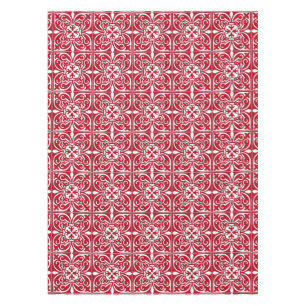 Moroccan tile - dark red and white tablecloth
