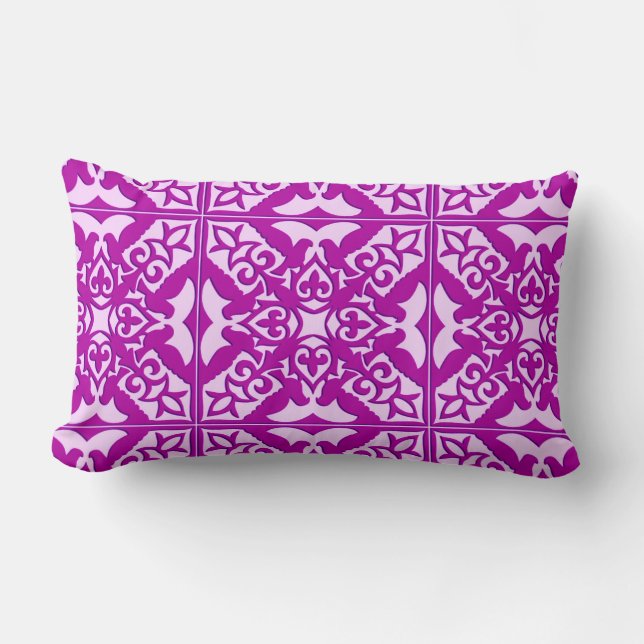Moroccan tile - deep orchid and pink lumbar cushion (Front)