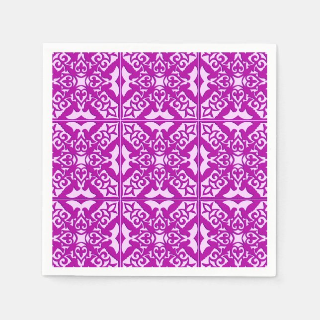 Moroccan tile - deep orchid and pink napkin (Front)