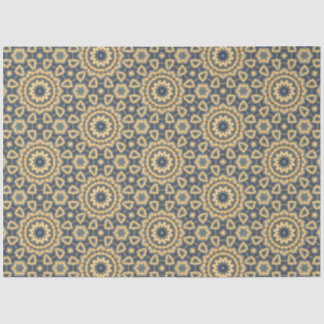 Moroccan tile design in blues and yellows tissue paper