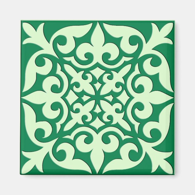 Moroccan tile - emerald and light green magnet (Front)