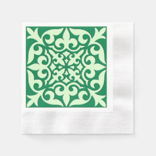 Moroccan tile - emerald and light green napkin