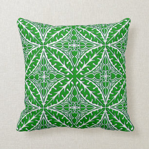 Moroccan tile - emerald green and white cushion
