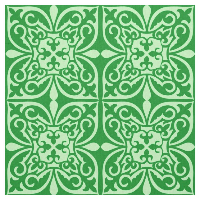 Moroccan tile - emerald green fabric (Swatch)