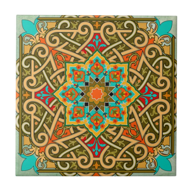 Moroccan Tile Green Gold Blue (Front)