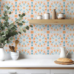 Moroccan tile in blue and orange