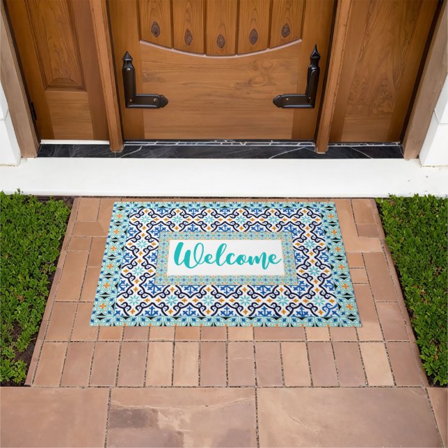 moroccan tile Inspired Design welcome matt Doormat (Outdoor)