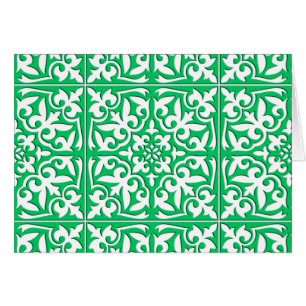 Moroccan tile - jade green and white