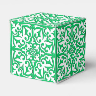Moroccan tile - jade green and white favour box