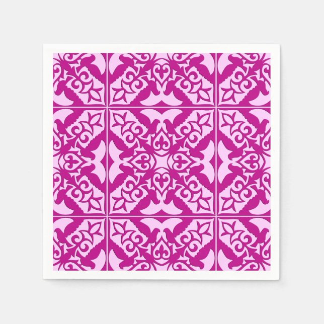 Moroccan tile - magenta and pink napkin (Front)
