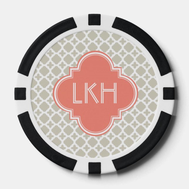 MOROCCAN TILE MONOGRAM POKER CHIPS (Front)