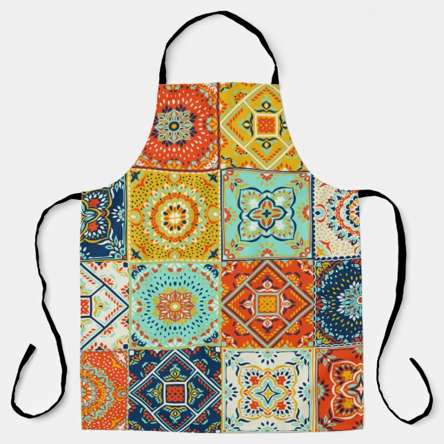 Moroccan tile mosaic illustration pattern apron (Front)