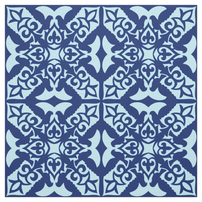 Moroccan tile - navy and light blue fabric (Swatch)