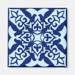 Moroccan tile - navy and light blue magnet