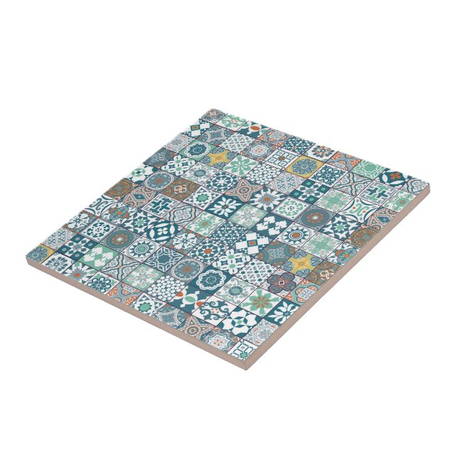 Moroccan tile-orange and light turquoise tile (Side)