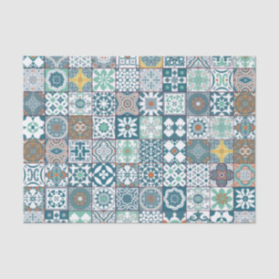 Moroccan tile-orange and light turquoise tissue paper