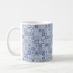 Moroccan tile pastel blue coffee mug