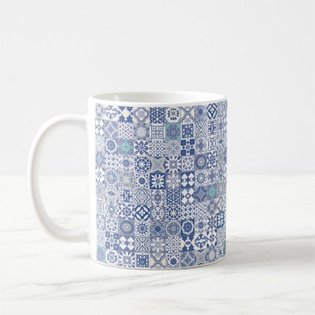 Moroccan tile pastel blue coffee mug (Left)