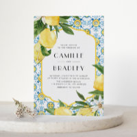 Moroccan Tile Pattern and Lemons QR Code Wedding