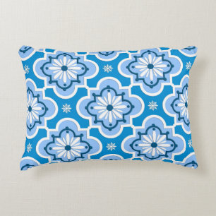 Moroccan tile pattern - Blue and White Decorative Cushion