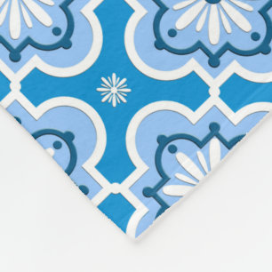 Moroccan tile pattern - Blue and White Fleece Blanket