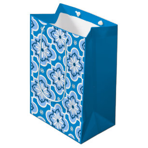 Moroccan tile pattern - Blue and White Medium Gift Bag