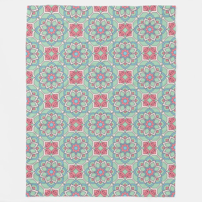 Moroccan Tile Pattern Fleece Blanket (Front)