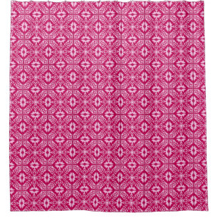 Moroccan Tile Pattern, Fuchsia and Pastel Pink Shower Curtain