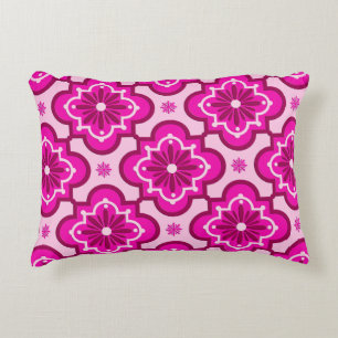 Moroccan tile pattern - Fuchsia Pink Decorative Cushion