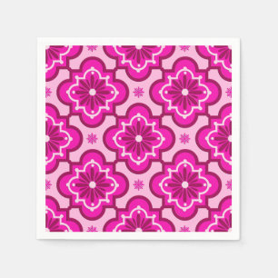 Moroccan tile pattern - Fuchsia Pink Napkin