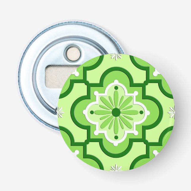 Moroccan tile pattern - Lime Green Bottle Opener (Front)
