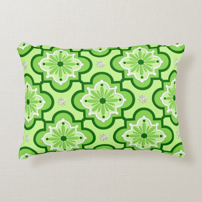 Moroccan tile pattern - Lime Green Decorative Cushion (Front)