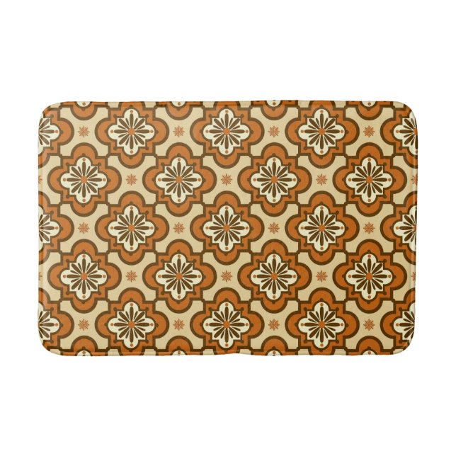 Moroccan tile pattern - Rust and Tan Bath Mat (Front)