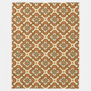Moroccan tile pattern - Rust and Tan Fleece Blanket