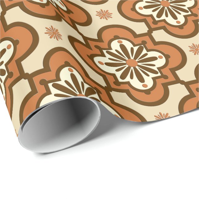 Moroccan tile pattern - Rust and Tan Wrapping Paper (Roll Corner)