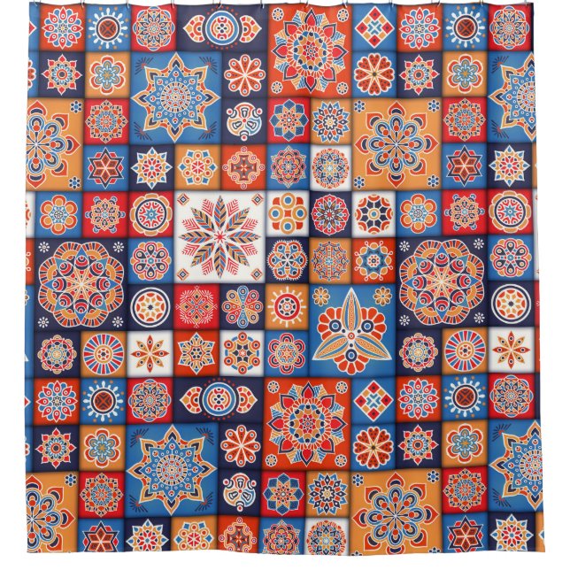 Moroccan Tile Pattern Shower Curtain (Front)