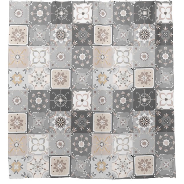 Moroccan Tile Pattern Shower Curtain (Front)