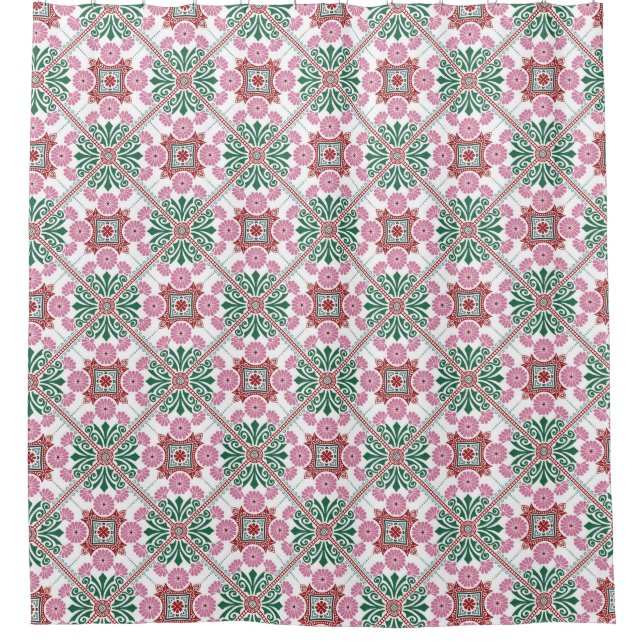 Moroccan Tile Pattern Shower Curtain (Front)