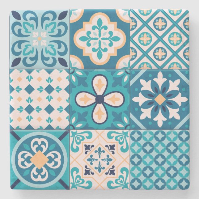 Moroccan Tile Pattern Stone Coaster (Front)