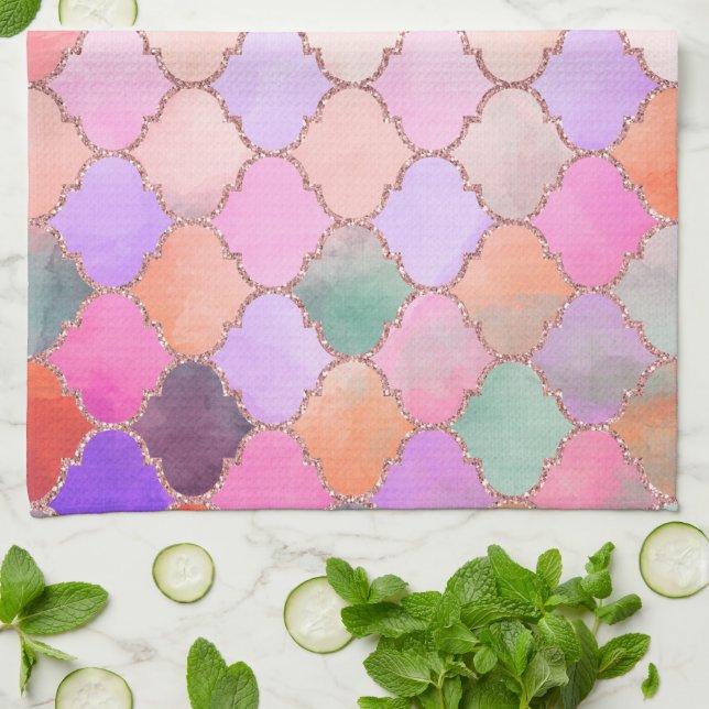 Moroccan Tile Pattern Tea Towel (Folded)