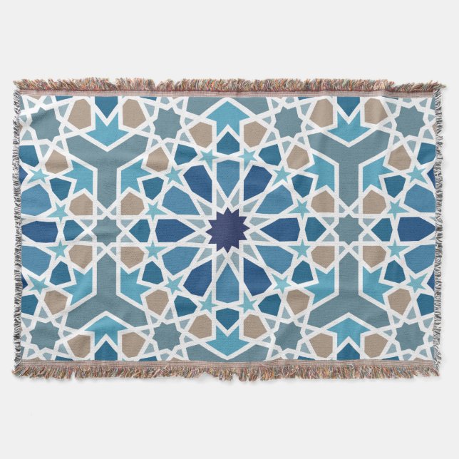 Moroccan Tile Pattern Throw Blanket (Front)