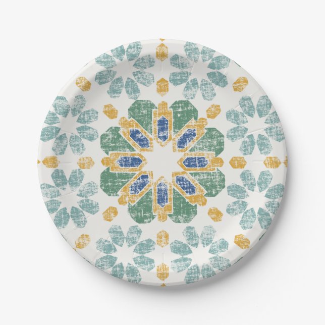 Moroccan Tile - Pond Paper Plate (Front)