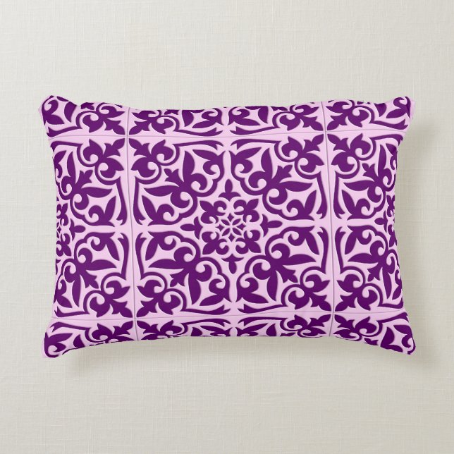 Moroccan tile - purple and orchid decorative cushion (Front)