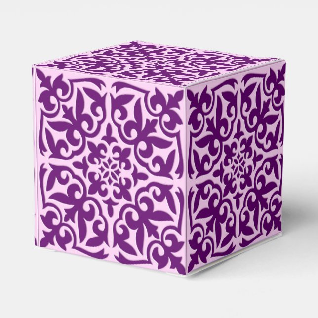 Moroccan tile - purple and orchid favour box (Back Side)