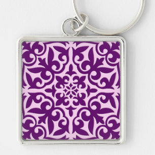 Moroccan tile - purple and orchid key ring