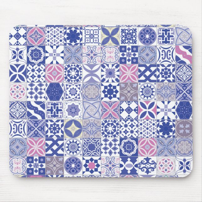 Moroccan tile - purple and pink mouse pad (Front)