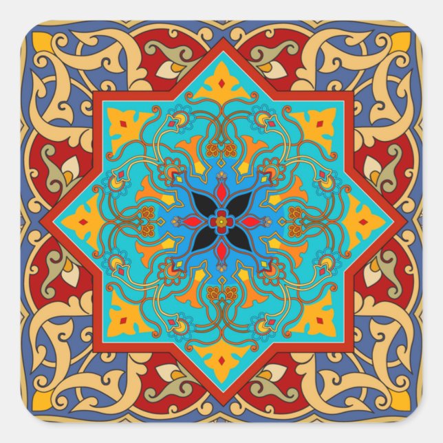 Moroccan Tile Square Stickers (Front)
